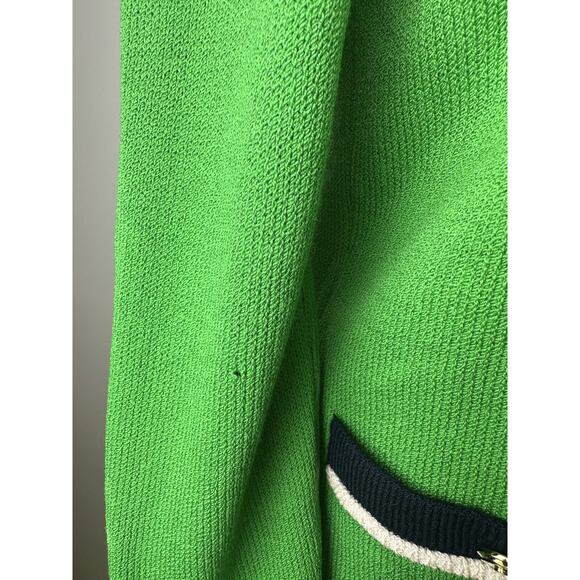 *Flawed St. John Collection Santana Knit Green Cardigan Sweater Gold Blk Size 10 - Picture 13 of 15